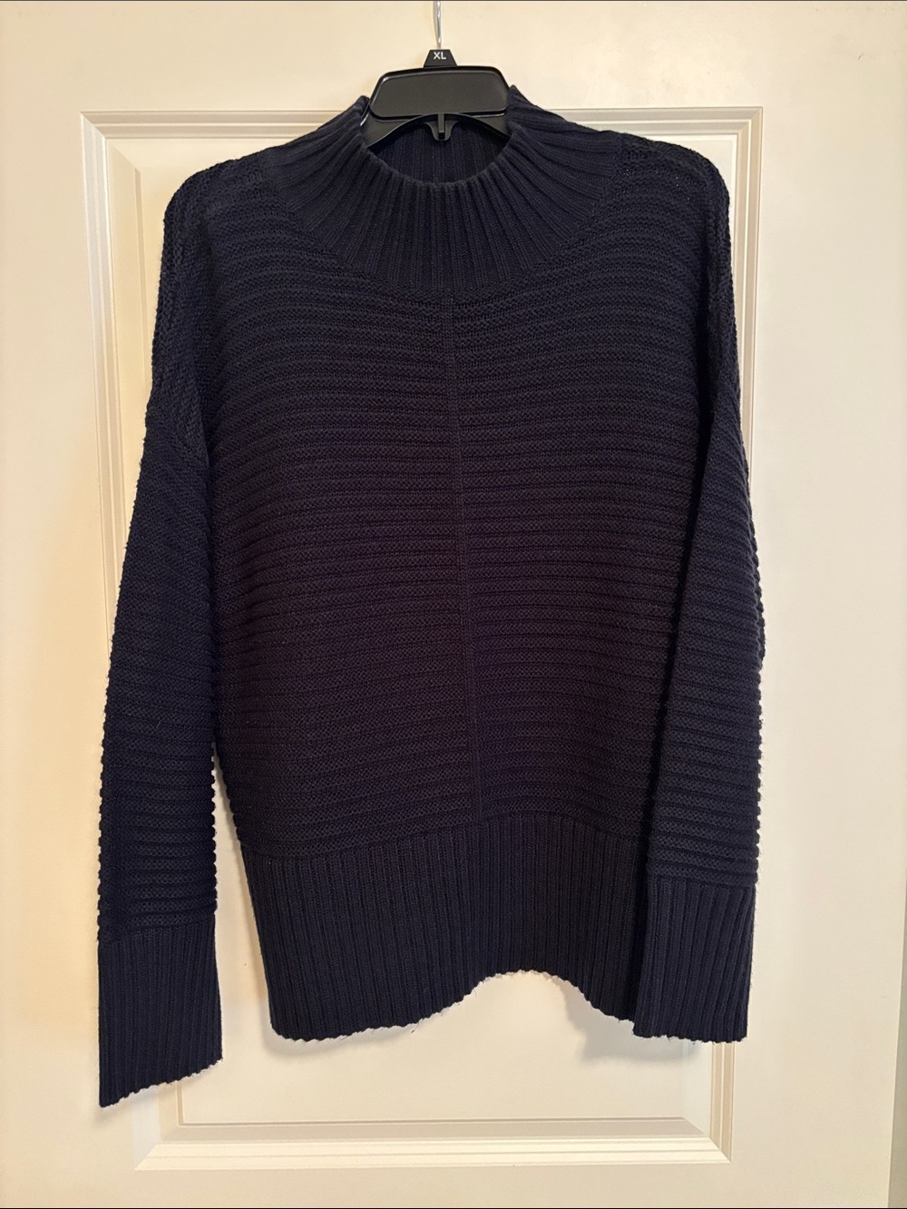 Topshop Navy Ribbed Mock Neck Sweater